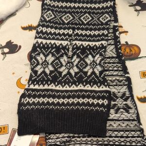 Nwt Lauren Ralph Lauren Black and White Knit Scarf